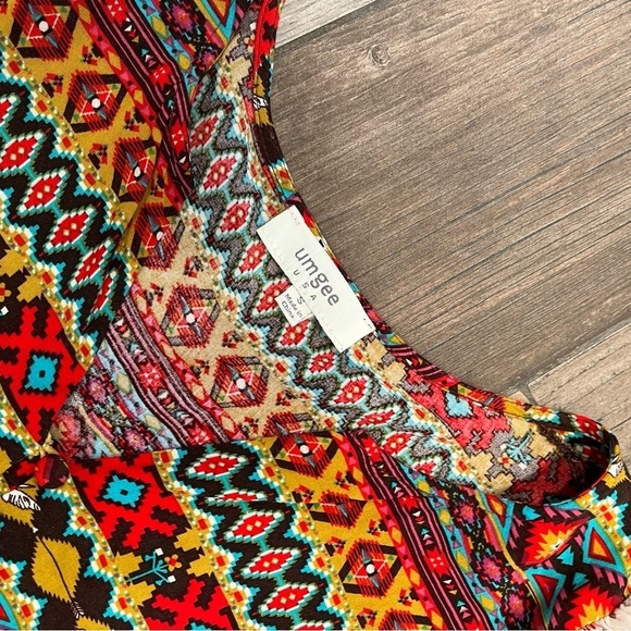 Umgee Aztec Dove Pattern 3/4 Sleeve Tunic Mini Dress Boho Western Rodeo Sz Small - Picture 9 of 12
